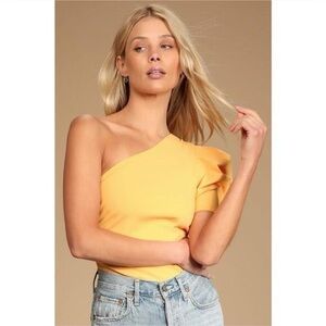 Intimately Free People One Shoulder Bodysuit Yellow Sz. S